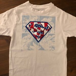 Boys Superman Tee 👕Sequined Size S 6/7🇺🇸